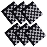 Kuber Industries Handkerchief | Premium Cotton Fabric | Women's Handkerchief | Ladies Rumal | Women's Hankies | Hankies for Girls | Check Print Hanky | 6 Piece Set | Extra Large | Black